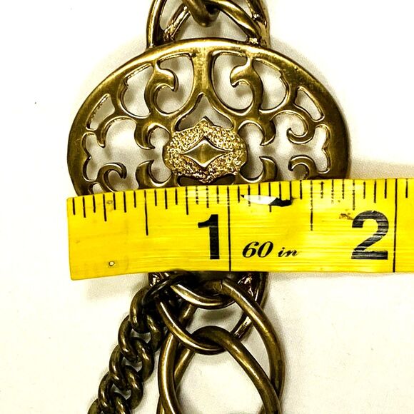 Chain Belt Medallion Concho Metal Brass Y2K Chunky Hippie Boho S M L XL 28-38 in - Picture 6 of 14